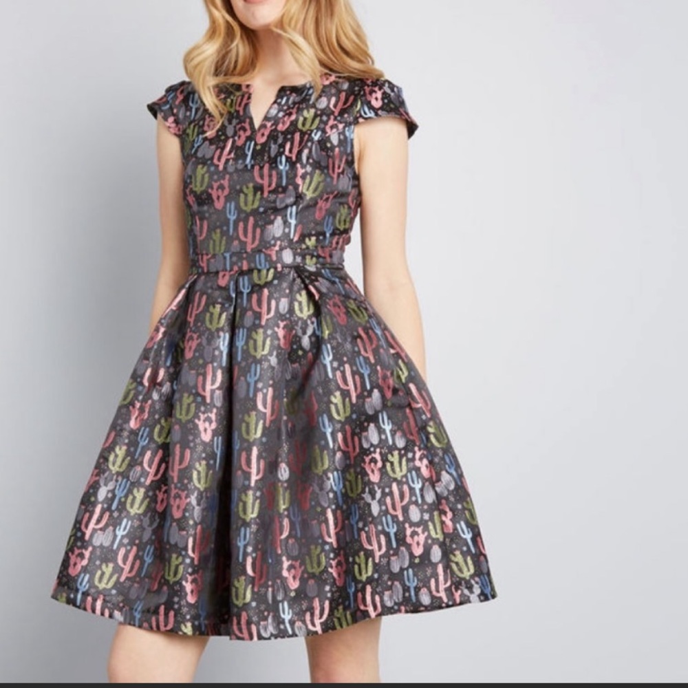 ModCloth neon vibrant cactus dress